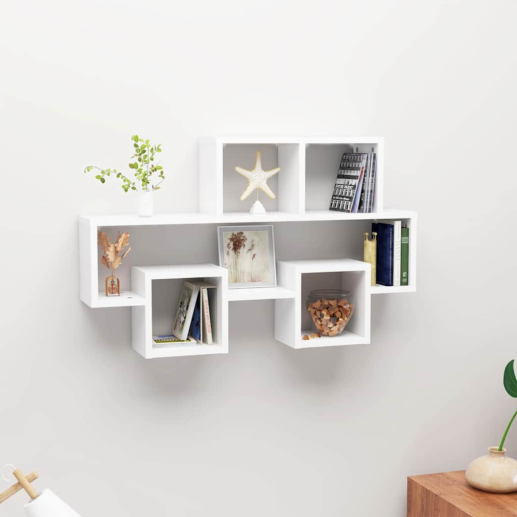 vidaXL Raft de perete în formă de mașină alb 82x15x51cm lemn prelucrat