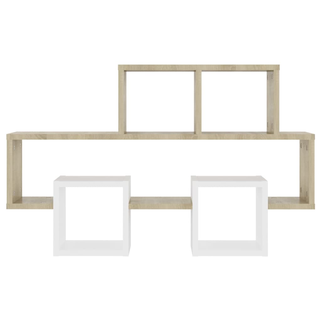 

vidaXL Wandschap auto-vormig 82x15x51 cm spaanplaat wit sonoma eiken
