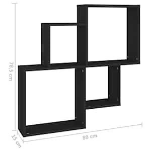 Nástěnná čtvercová police černá 80x15x78,5 cm kompozitní dřevo - obrázek 6