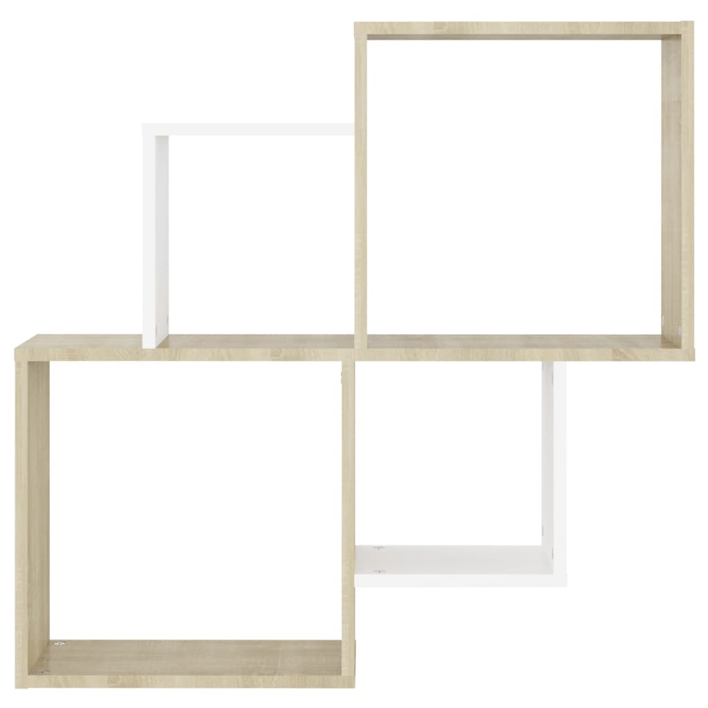 

vidaXL Wandschap kubus 80x15x78,5 cm spaanplaat wit en sonoma eiken