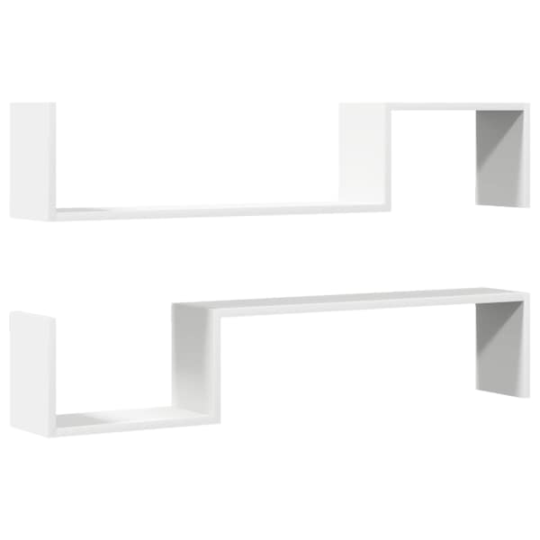 vidaXL seinariiulid 2 tk, valge, 100x15x20 cm, tehispuit