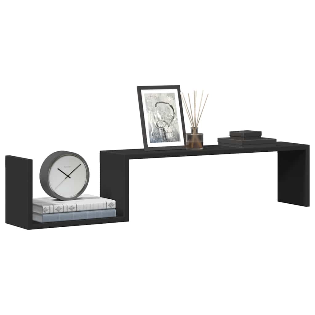 

vidaXL Wandschappen 2 st 100x15x20 cm spaanplaat zwart