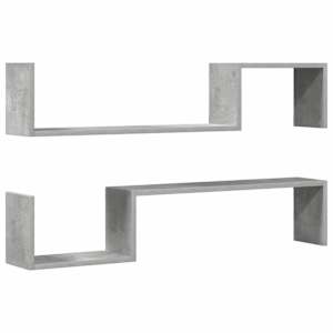 vidaXL seinariiulid 2 tk, betoonhall, 100x15x20 cm, tehispuit
