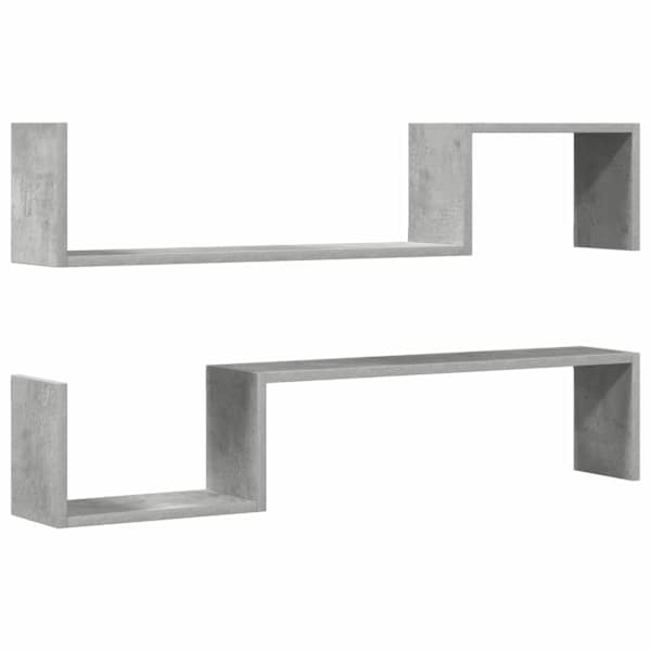 vidaXL seinariiulid 2 tk, betoonhall, 100x15x20 cm, tehispuit