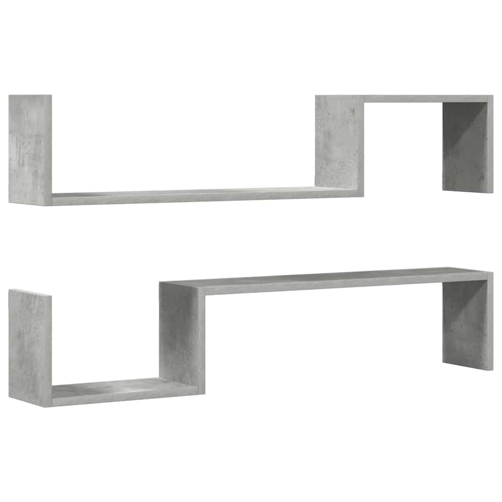 vidaXL Nástěnné police 2 ks betonově šedé 100x15x20cm kompozitní dřevo