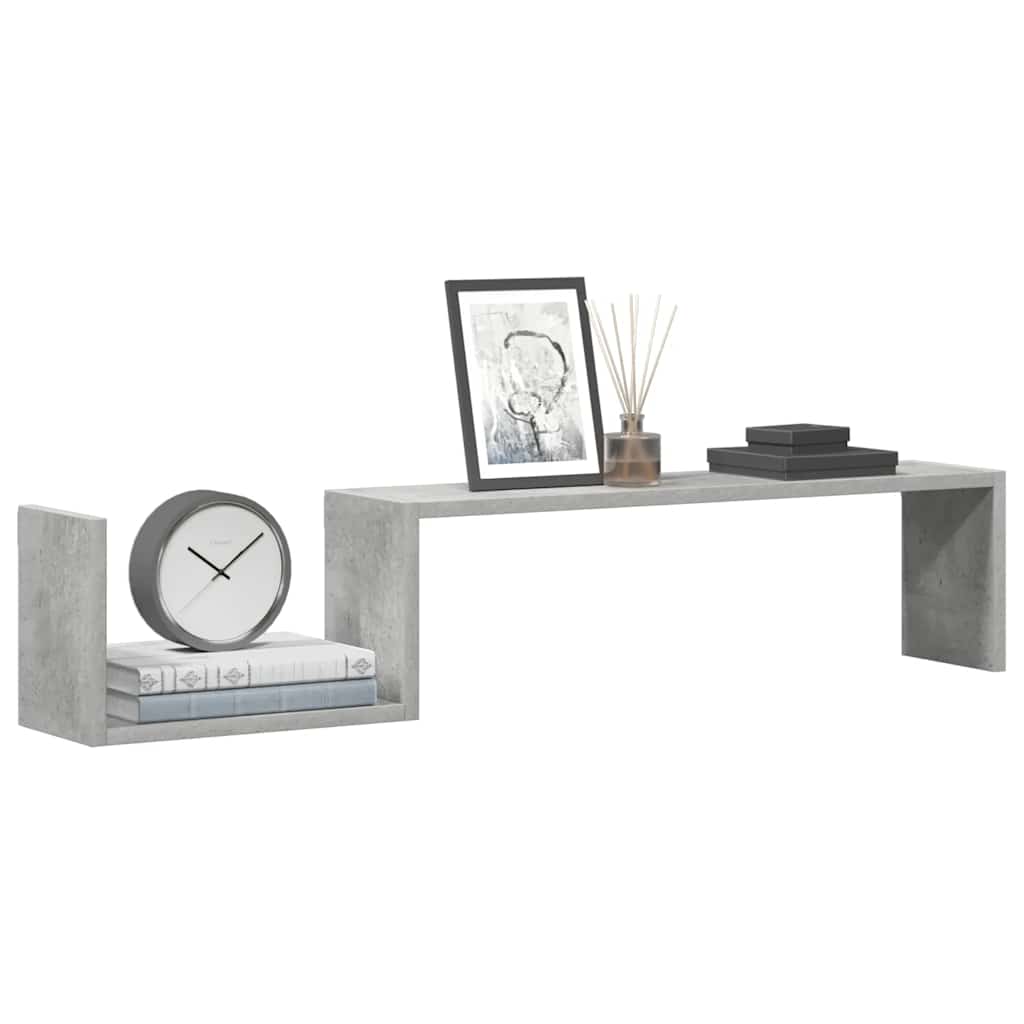 vidaXL Seinähyllyt 2 kpl betoninharmaa 100x15x20 cm tekninen puu