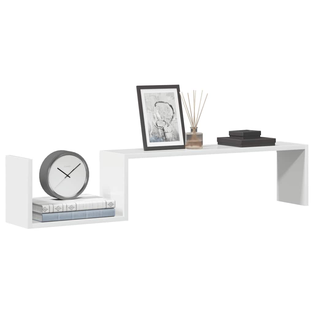 vidaXL 2 db magasfényű fehér szerelt fa fali polc 100 x 15 x 20 cm