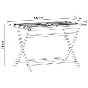 Skládací zahradní stůl 120x70x75 cm masivní eukalyptové dřevo - obrázek 3