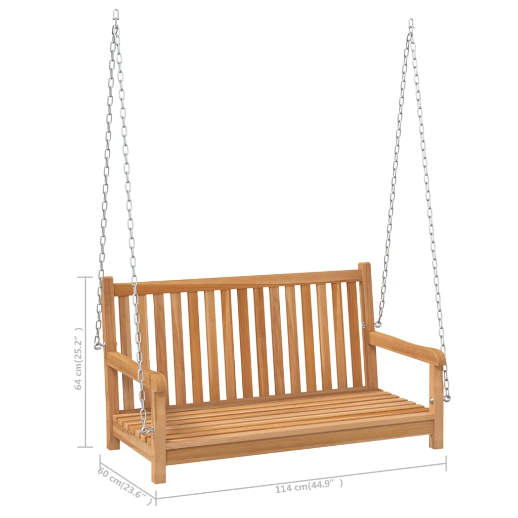 Swing Bench Patio Swing Chair Outdoor Hanging Daybed Solid Teak Wood vidaXL - Picture 9 of 9