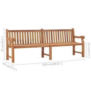 Zahradní lavice 228 cm masivní teakové dřevo - obrázek 7