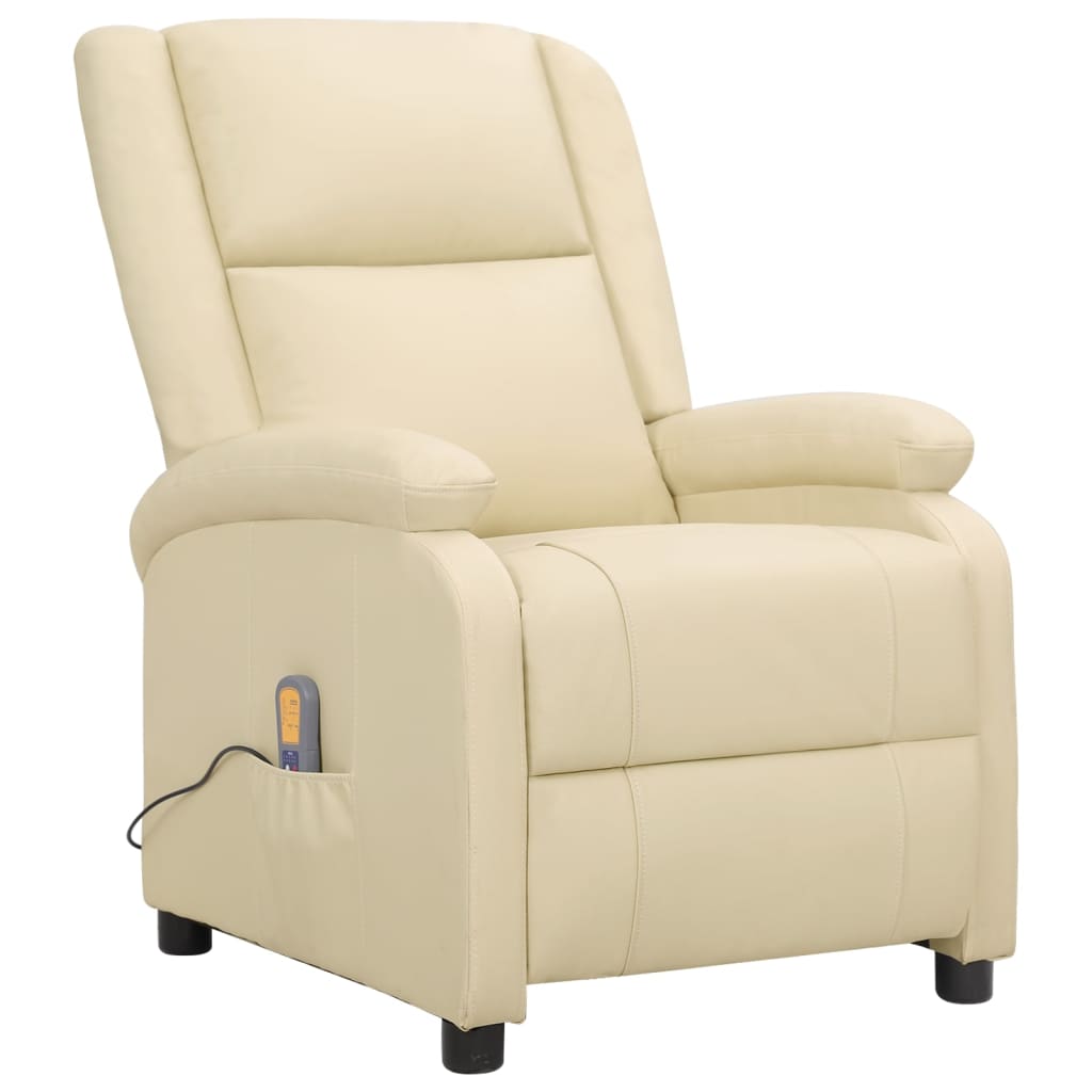 Fauteuil de massage crème cuir véritable