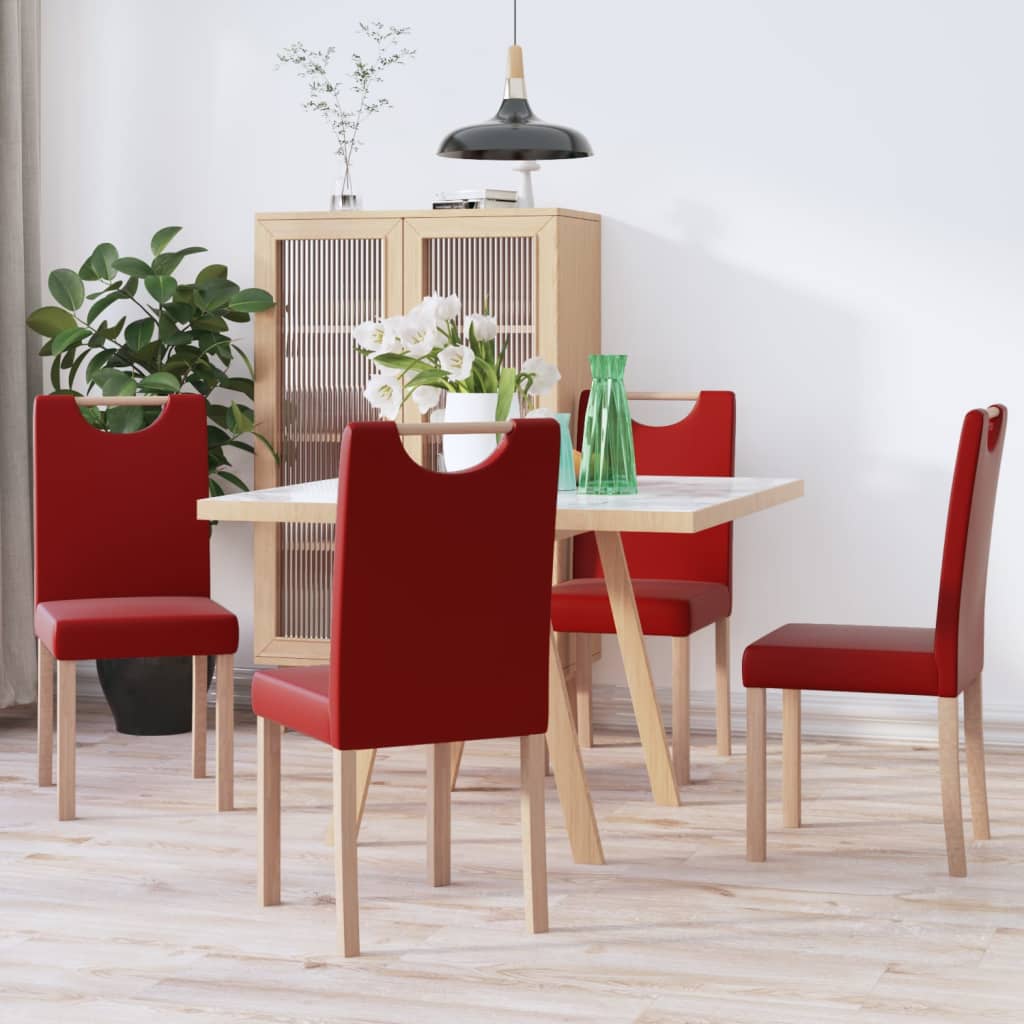 virtuves krēsli, 4 gab., vīnsarkana mākslīgā āda | Stepinfit.lv