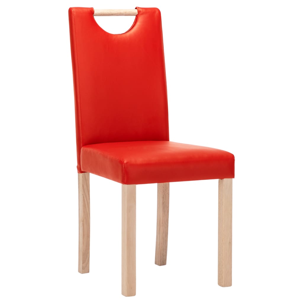 vidaXL Krzesła stołowe, 4 szt., czerwone, obite sztuczną skórą