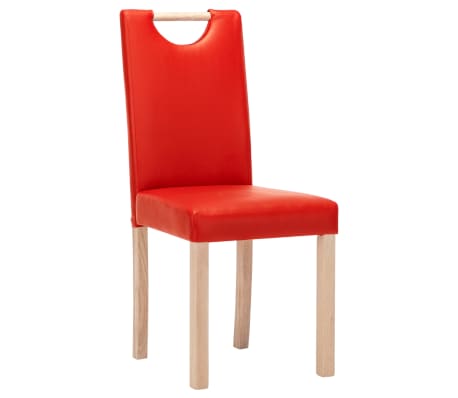 vidaXL Sillas de comedor 4 unidades cuero sintético rojo