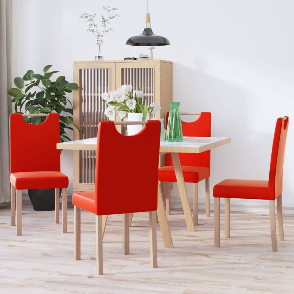 virtuves krēsli, 4 gab., sarkana mākslīgā āda | Stepinfit.lv