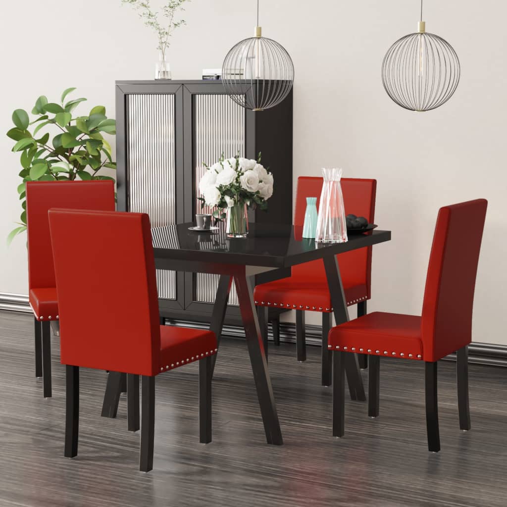 virtuves krēsli, 4 gab., vīnsarkani, PVC | Stepinfit.lv