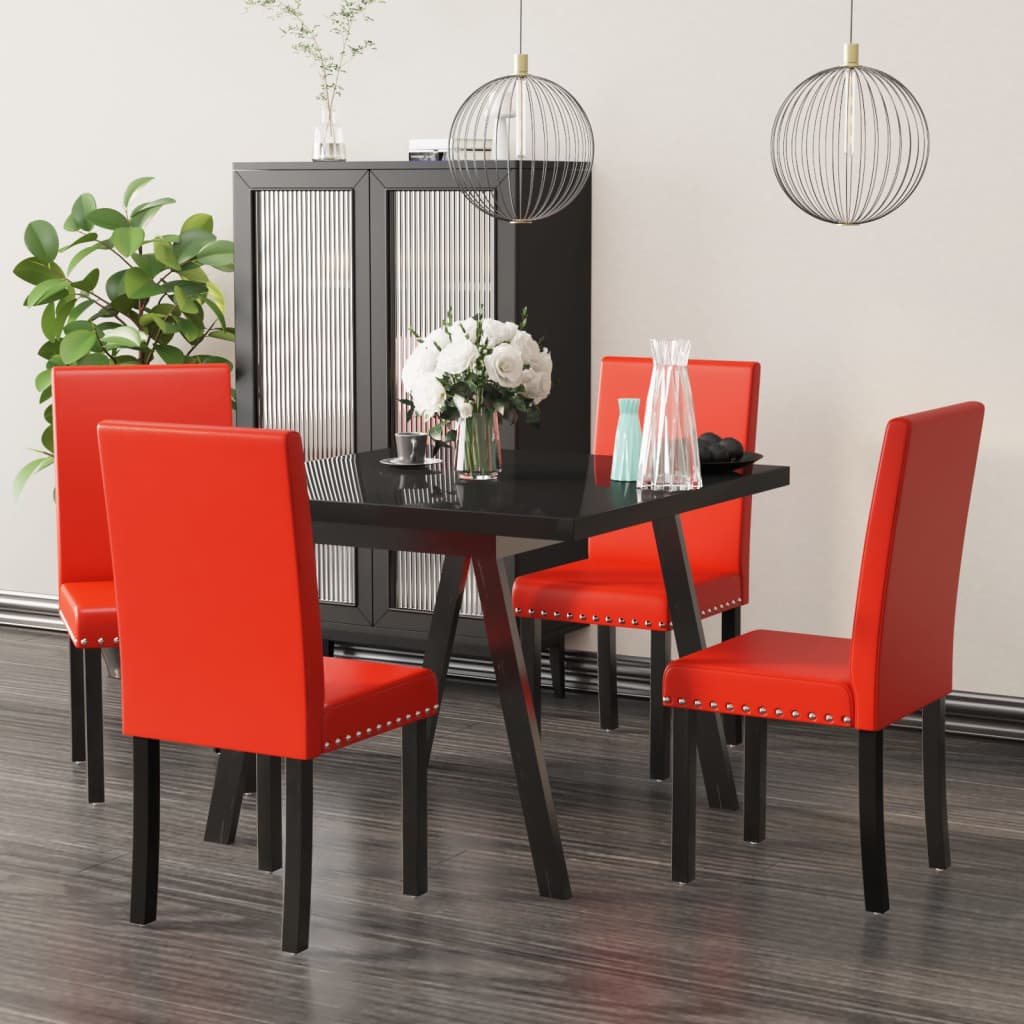 vidaXL Jídelní židle 4 ks červená PVC