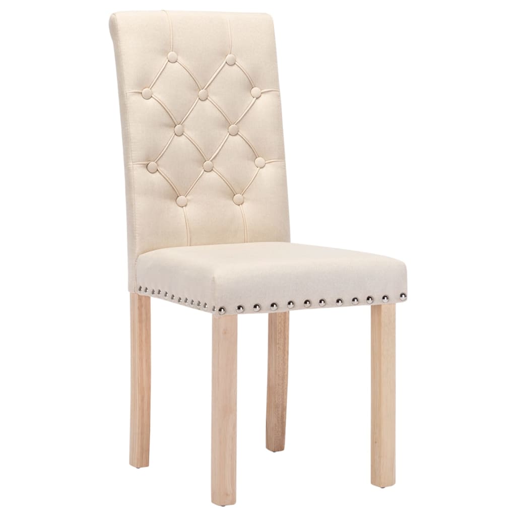

vidaXL Eetkamerstoelen 2 st stof crèmekleurig