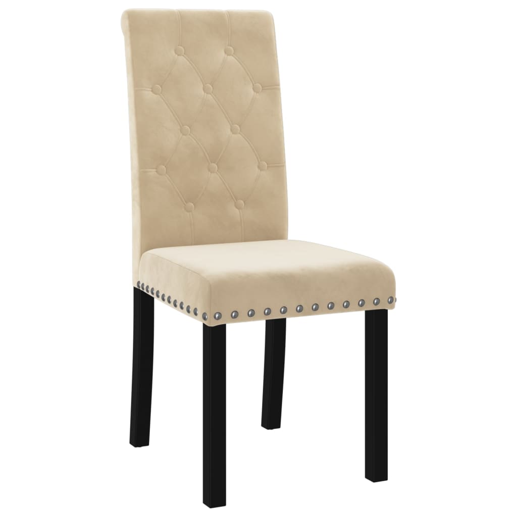 

vidaXL Eetkamerstoelen 2 st fluweel crèmekleurig