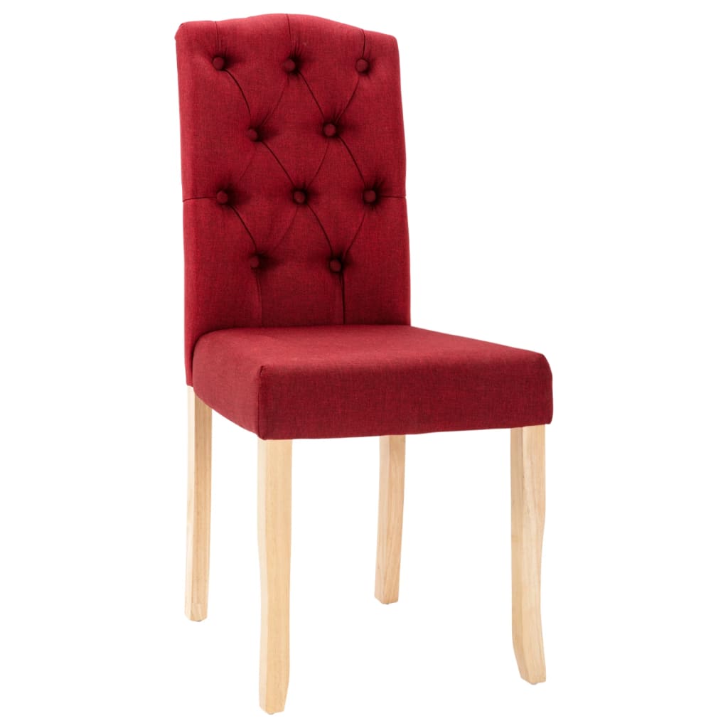 vidaXL Chaises à manger lot de 2 rouge bordeaux tissu