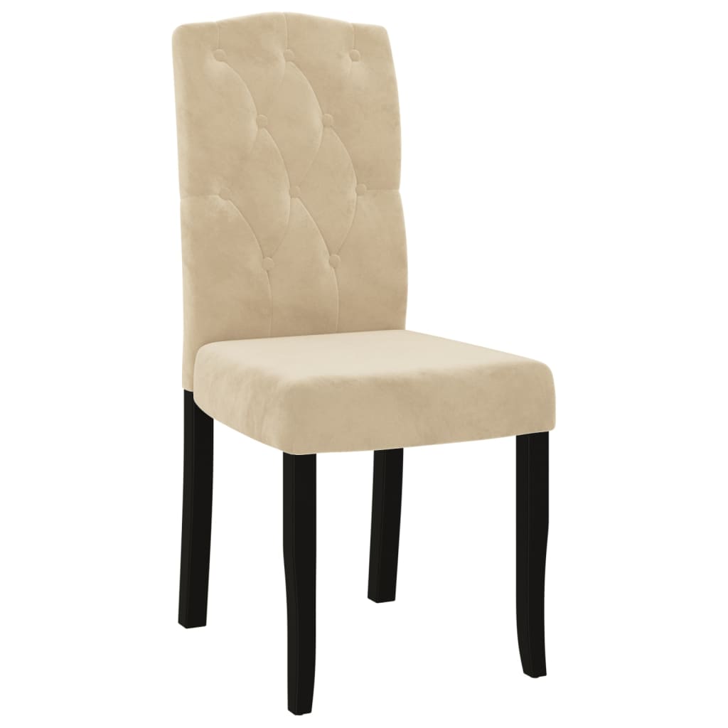 vidaXL Valgomojo kėdės, 2vnt., kreminės spalvos, aksomas