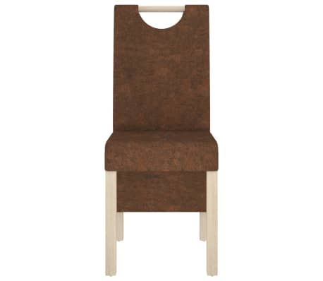 vidaXL Valgomojo kėdės, 2vnt., rudos spalvos, dirbtinė versta oda