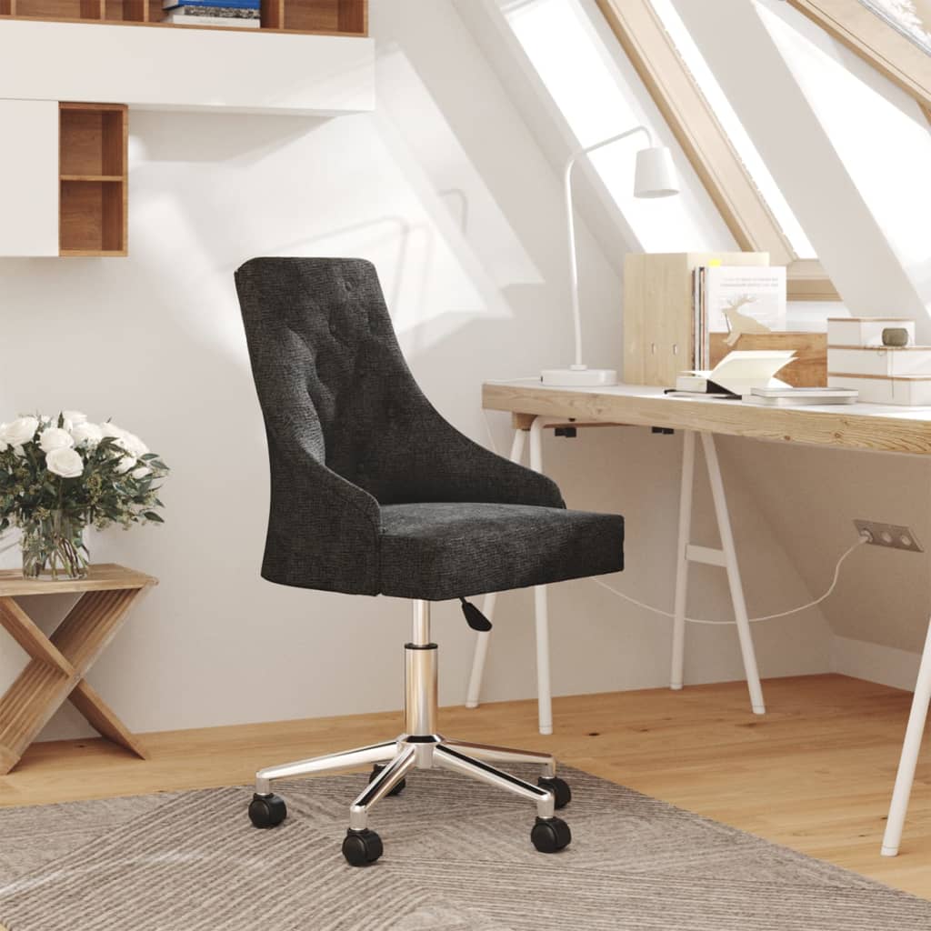 Chaise pivotante de bureau Noir Tissu