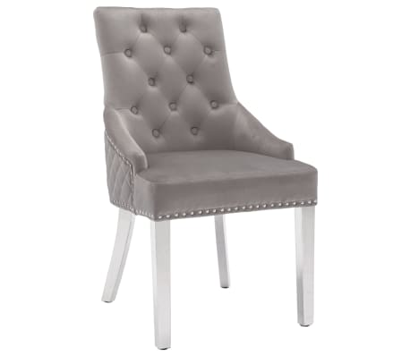 vidaXL Valgomojo kėdės, 2vnt., &scaron;viesiai pilkos spalvos, aksomas