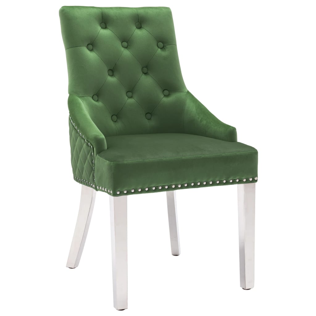 Chaise de salle à manger Vert foncé Velours