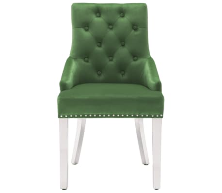 vidaXL Трапезен стол, тъмнозелен, кадифе