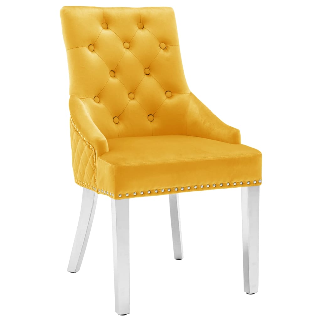 vidaXL Sillas de comedor 2 unidades de terciopelo amarillo