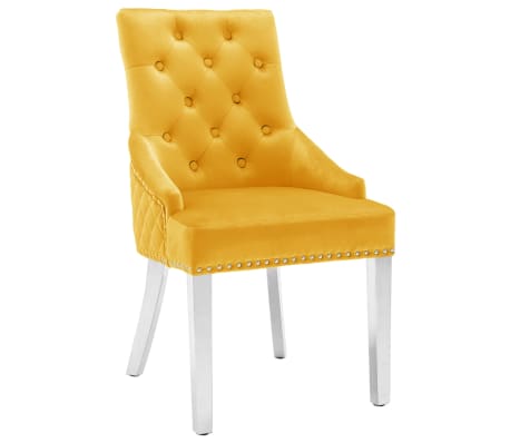 vidaXL Трапезни столове, 2 бр, жълти, кадифе