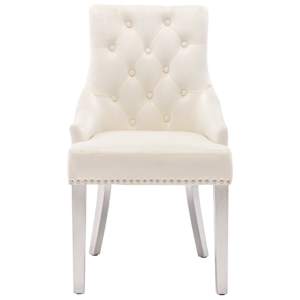 vidaXL Valgomojo kėdė, kreminės spalvos, aksomas