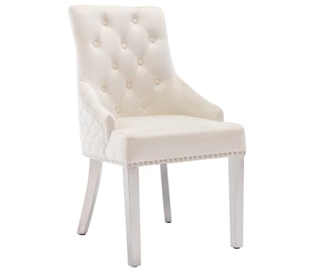 vidaXL Valgomojo kėdės, 2vnt., kreminės spalvos, aksomas