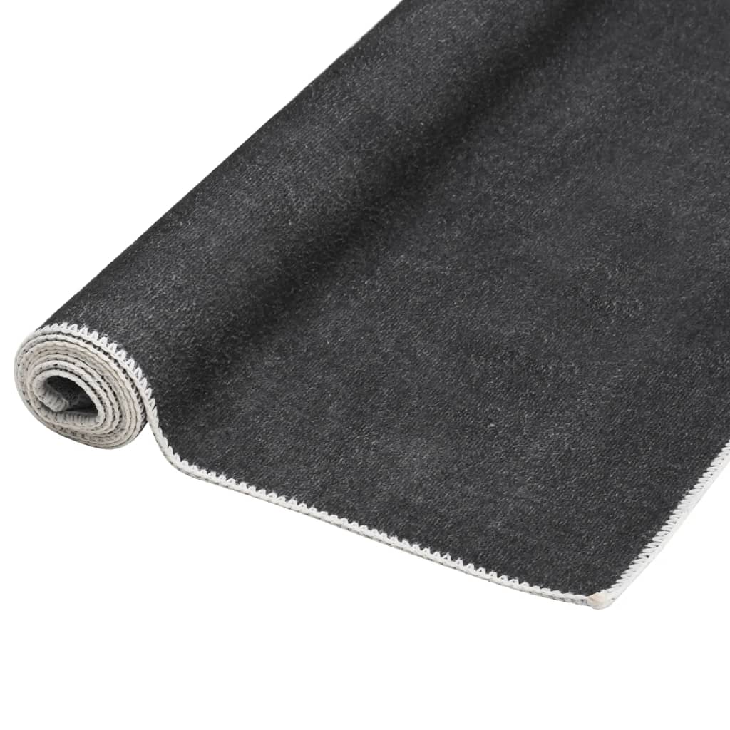 vidaXL gulvtæppe vaskbart og foldbart 140x200 cm polyester antracitgrå
