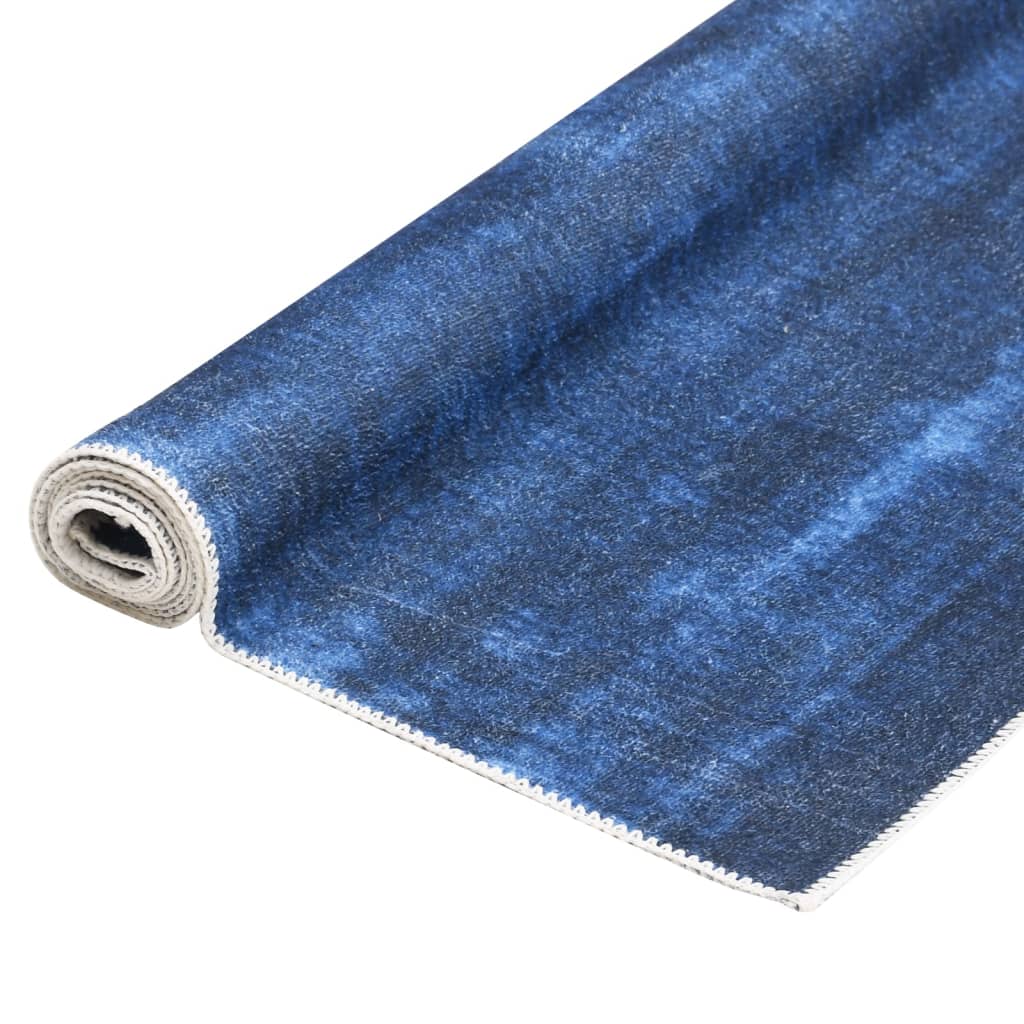 vidaXL Tapis lavable pliable Bleu marine 180x270 cm Polyester