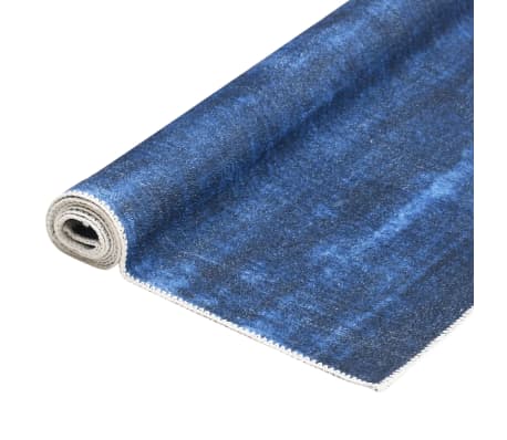 vidaXL Tapis lavable pliable Bleu marine 200x300 cm Polyester