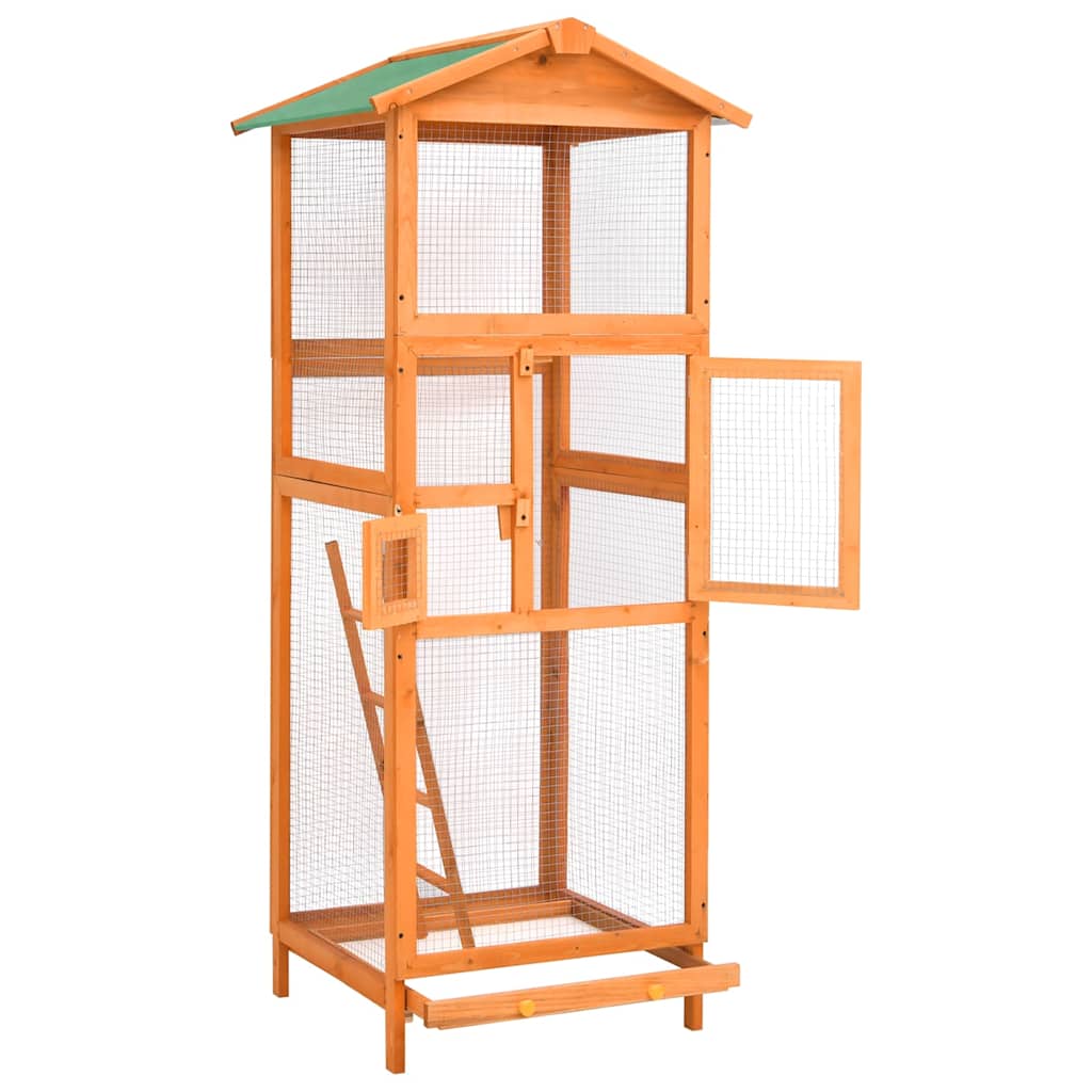 Thumbnail - vidaXL Vogelkäfig 68x62x166 cm Massivholz Fichte