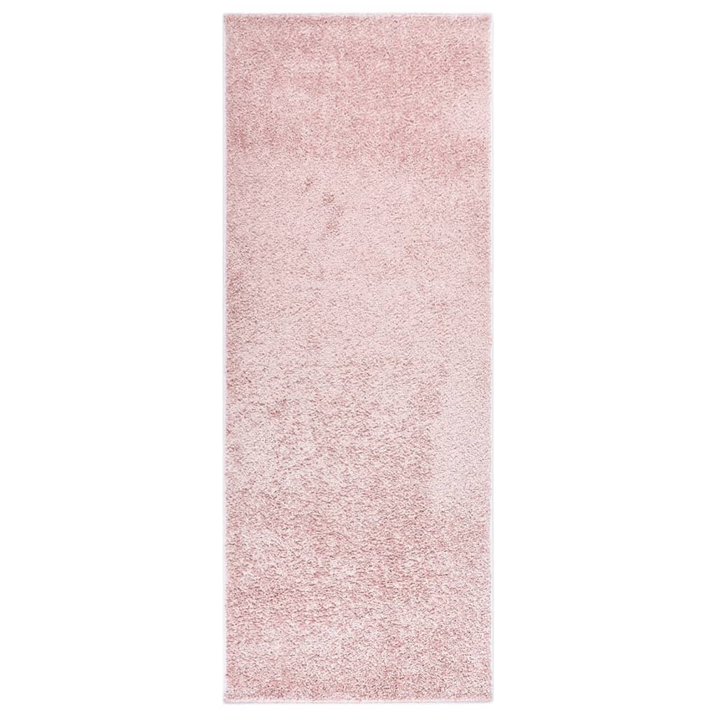 vidaXL Pehmeänukkainen matto liukumaton 57×150 cm pinkki