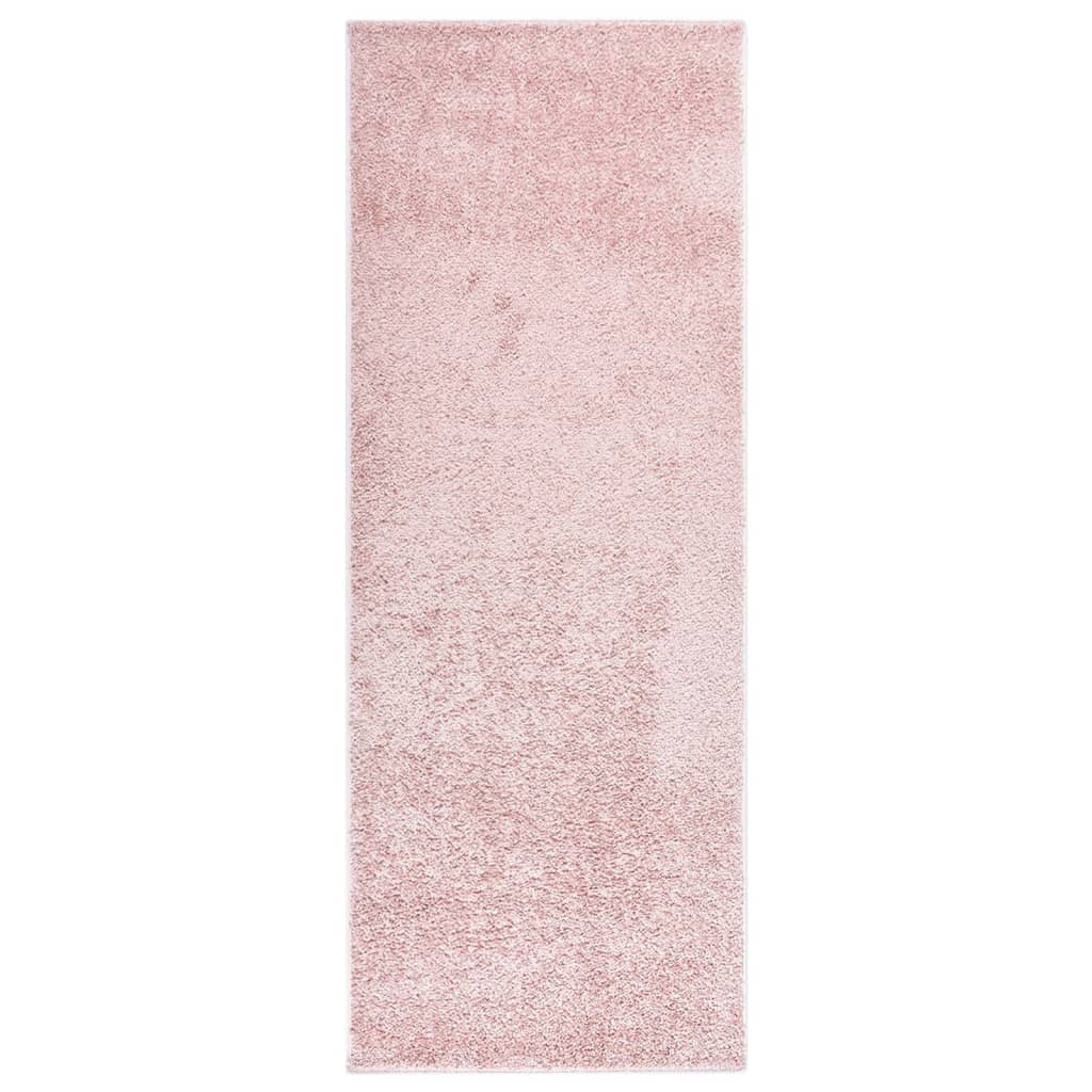 vidaXL Pehmeänukkainen matto liukumaton 67×180 cm pinkki