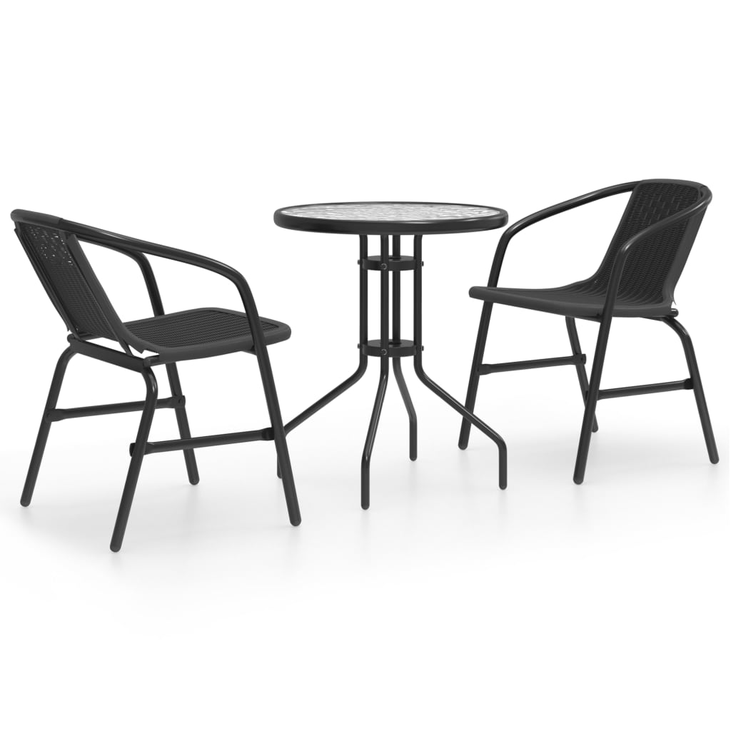 Photos - Garden Furniture VidaXL 3 Piece Patio Dining Set Black 