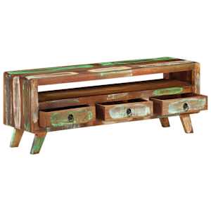 TV stolek vícebarevný 110x30x40 cm masivní recyklované dřevo - obrázek 3
