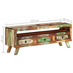 TV stolek vícebarevný 110x30x40 cm masivní recyklované dřevo - obrázek 9