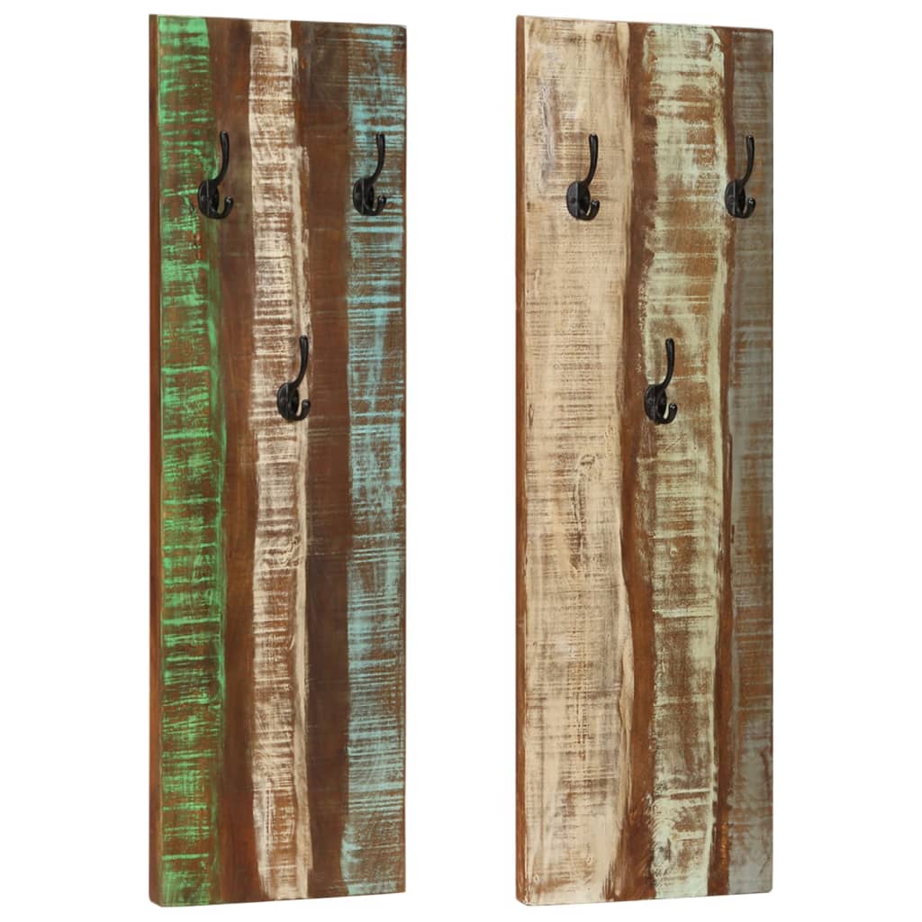 Image of vidaXL Wall-mounted Coat Racks 2 pcs 36x3x110 cm Solid Reclaimed Wood