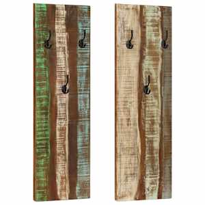 Stensko obešalo za plašče 2 kosa 36x3x110 cm trden predelan les