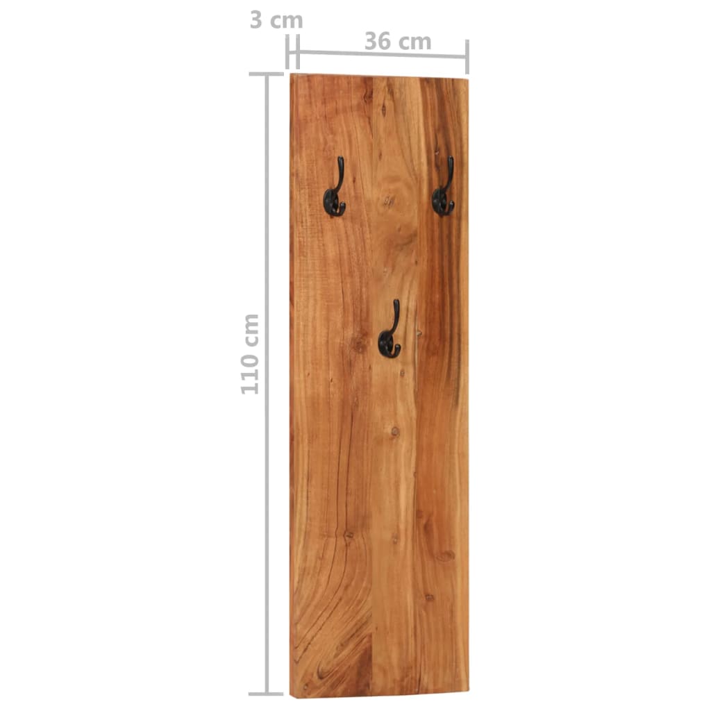 Nástěnné věšáky 2 ks 36 x 3 x 110 cm masivní akáciové dřevo