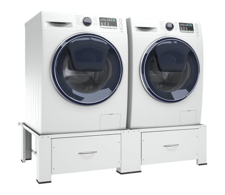 vidaXL Socle double pour lave-linge et s&egrave;che-linge avec tiroirs blanc