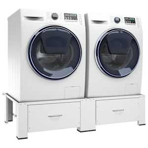 vidaXL Socle double pour lave-linge et s&egrave;che-linge avec tiroirs blanc