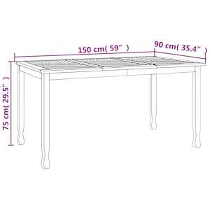 Zahradní jídelní stůl 150 x 90 x 75 cm masivní teak - obrázek 7