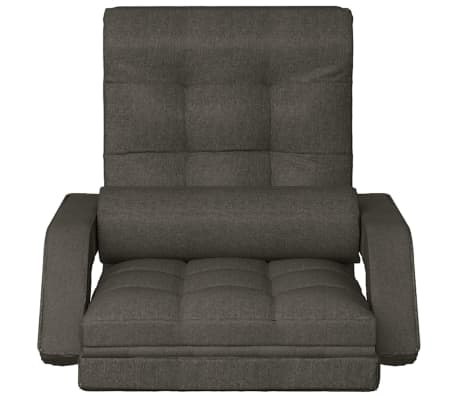 vidaXL Cadeira de chão dobrável c/ função de cama tecido cinza-escuro